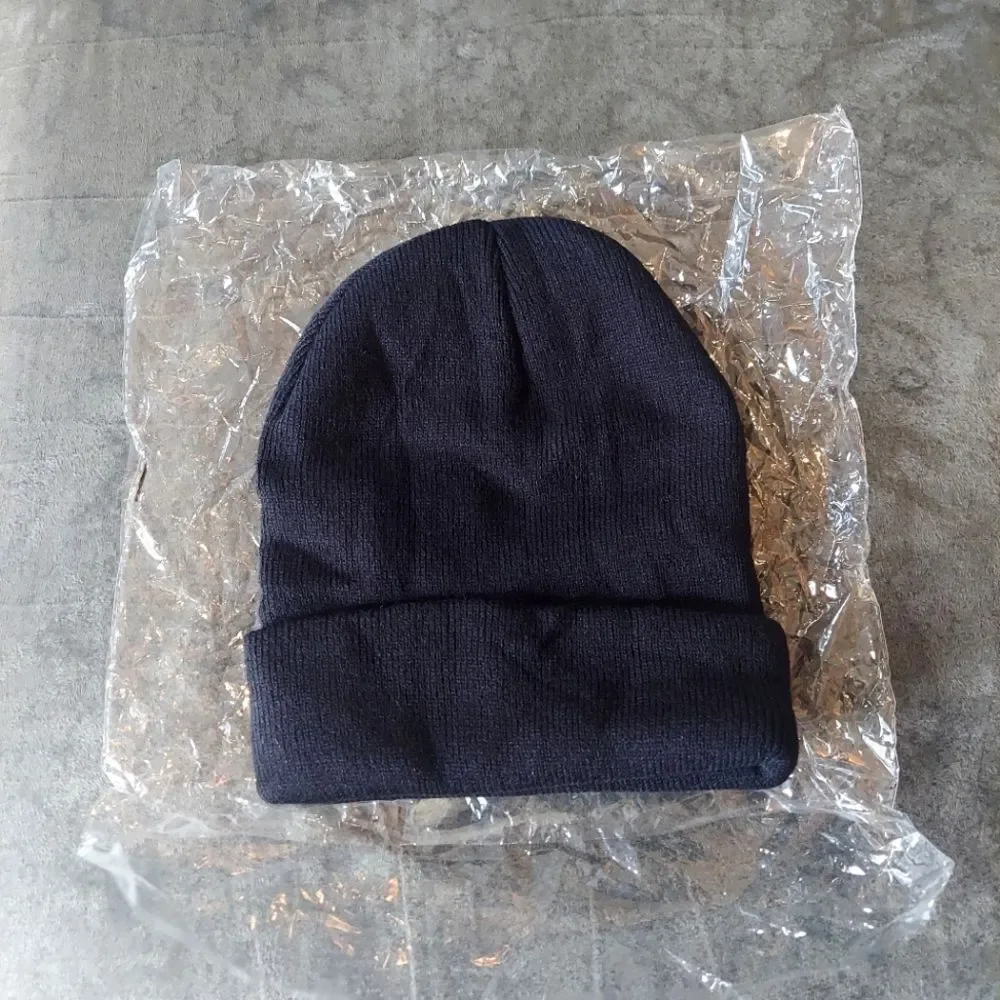 Fall Cuffed Black Beanie Hat Ghost Face Horror Halloween